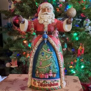 Jim Shore Colorful Santa with Christmas Tree Figurine O'Tannenbaum